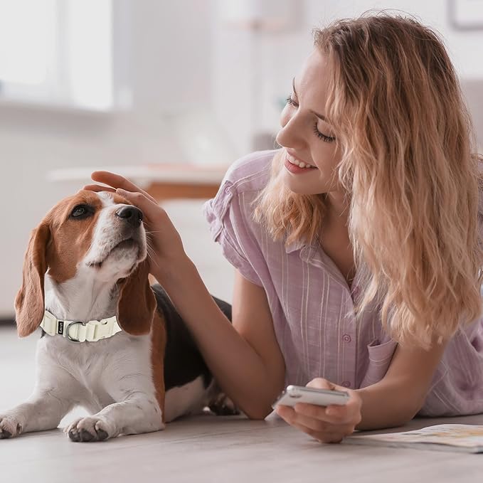 Breathable Small Dog Collar, Adjustable Pet Girl Boy Collars with Quick Release Buckle D-Ring, Soft Comfortable Colorfast Beige Puppy Coll'ar for XS Small Medium Large Dogs(S, Pink)