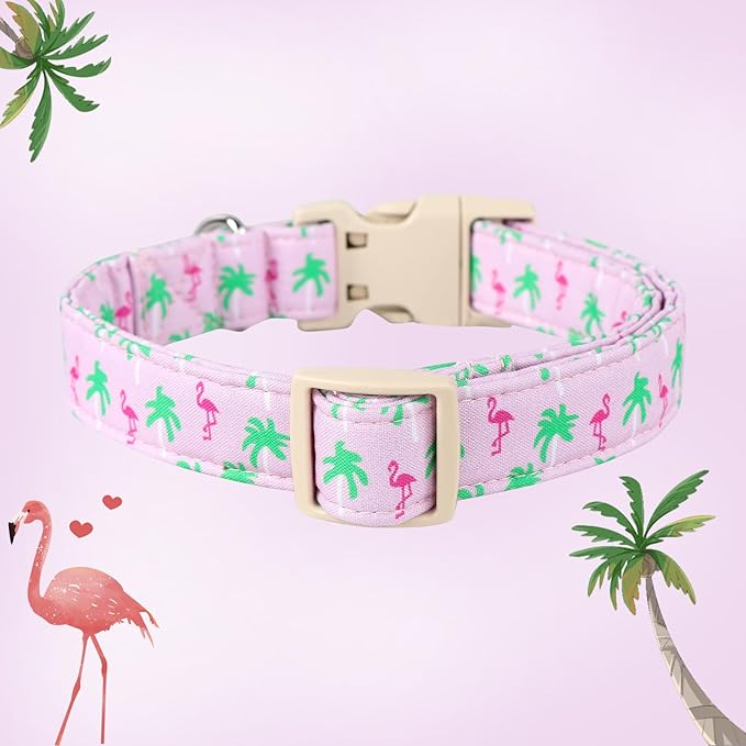 DOGWONG Cotton Dog Collar - Soft Natural Fabric, Spring/Summer Wedding Puppy Necklace for Small to Large Dogs