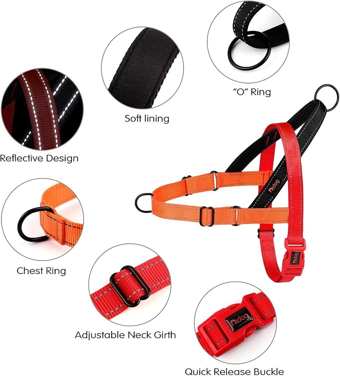 Didog No Pull Dog Harness with Soft Padded Handle, Quick Fit & Lightweight Adjustable Vest Harness, Easy for Training Walking for Small & Medium and Large Dogs(Red,S)