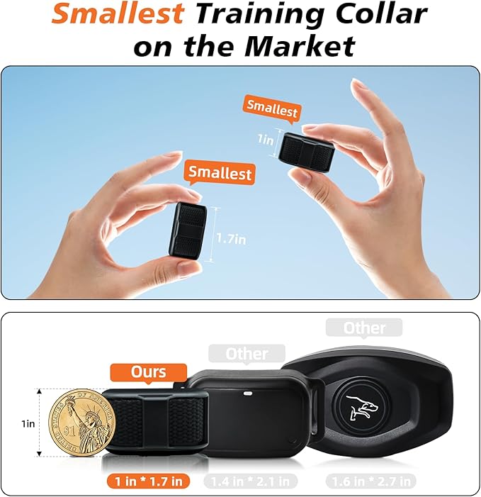 Tiniest Dog Shock Collar, Lightest Dog Training Collar with Remote for Small Dogs 5-15lbs & Medium Large Dogs/Puppies, Waterproof, Rechargeable, 1300ft Range (Black&Ultra Tiny)