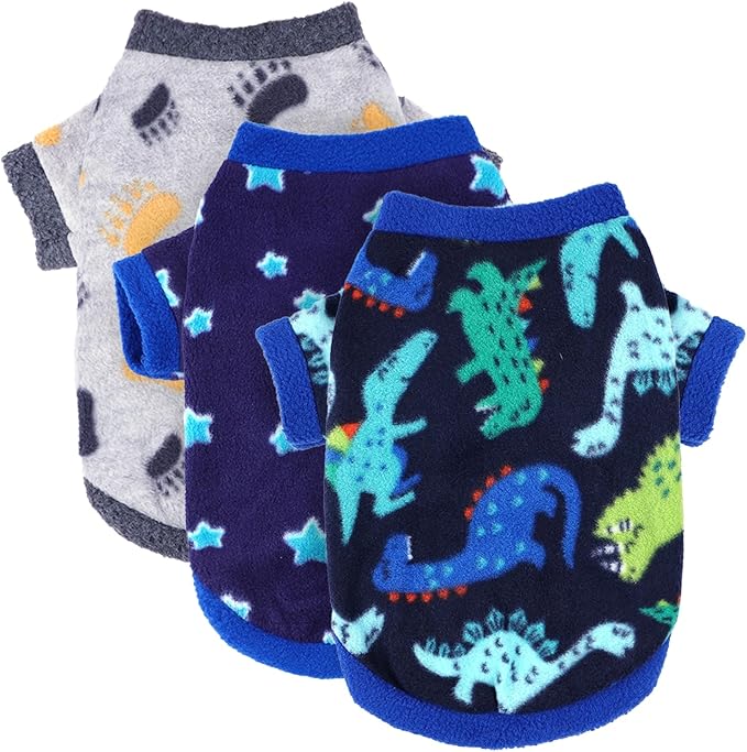 3 Pieces Dog Sweater Winter Dog Clothes Warm Pet Sweater Cute Dinosaur Patterns Thick Doggie Clothes Coat Fleece Puppy Sweaters for Small Dogs Boy for Chihuahua,French Bulldog,Medium