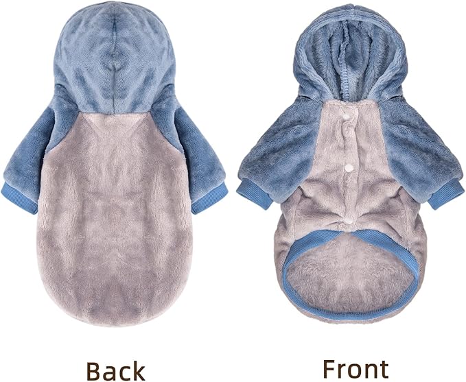 FabriCastle Dog Hoodie Sweater for Small Dogs Boy and Girl, Small Dog Clothes XS XXS Puppy Sweatshirt, Pet Outfit, Cat Clothing Super Soft Warm Snap On Closure (Lightgrey-Blue, Large)