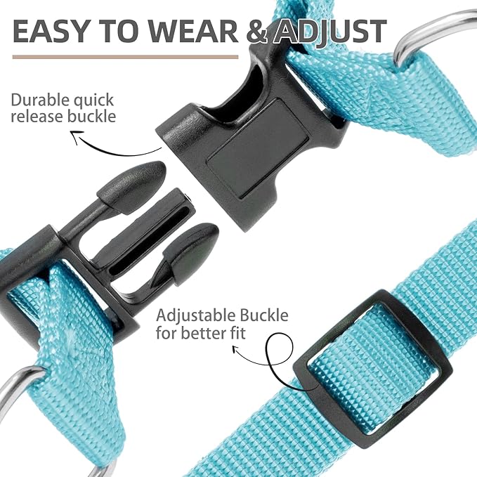 PUPTECK No Pull Dog Harness Soft Adjustable Basic Nylon Step in Puppy Vest Outdoor Walking with ID Tag SkyBlue