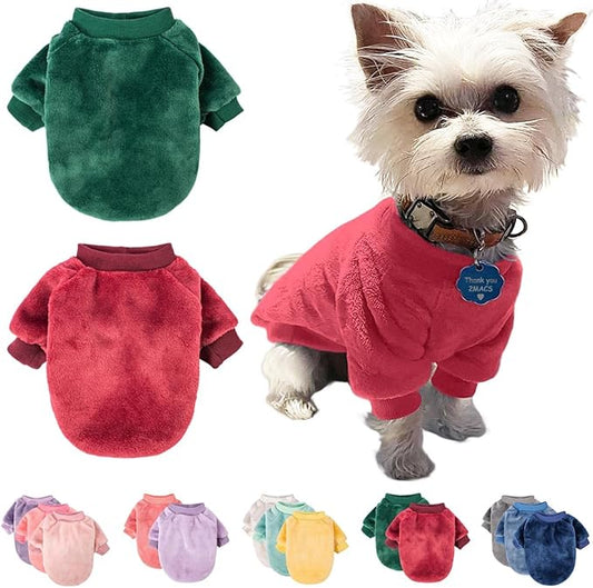 FabriCastle Christmas Dog Sweater, 2-Pack Dog Clothes, Soft and Warm Pet Jackets for Small Dogs & Cats, Winter Pet Apparel Costumes, Puppy Outfits (Dark red,Dark Green, X-Large)