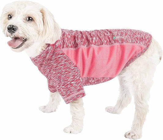 Pet Life ® Active 'Warf Speed' Heathred Dog Fitness and Yoga Pet T-Shirt Dog Clothes - Performance Dog T-Shirt with 4-Way-Stretch, Reflective and Quick-Dry Technology - Summer Dog Shirts