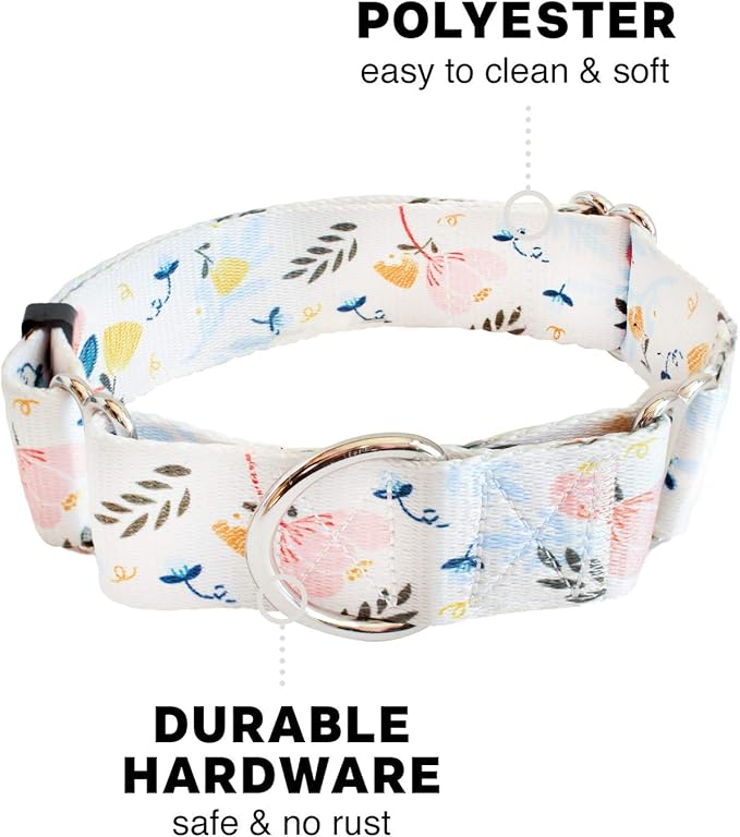Downtown Pet Supply - Martingale Collar for Dogs - Big, Wide & Thick Dog Training Collar - Escape-Proof, Weatherproof, Durable and Comfortable - Floral - Large
