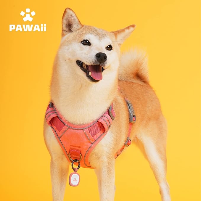 Pawaii No Pull Dog Harness with Pet ID Tag,Reflective Strips No Choke Front O Ring Breathable Mesh Adjustable Soft Padded Pet Vest with Easy Control Handle for Medium Dogs