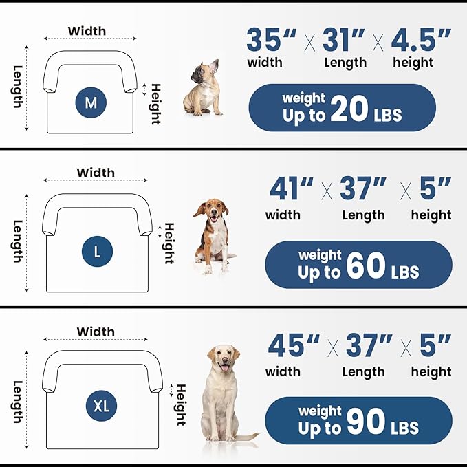 Calming Extra Large Dog Couch Bed for Dogs, 45 x 37 inch Waterproof Removable Dog Mat Couch Cover for Furniture Protector, Non-Slip Fluffy Pelsbarn Dog Bed for Couch, Sofa, Car - Tie-Dry Blue
