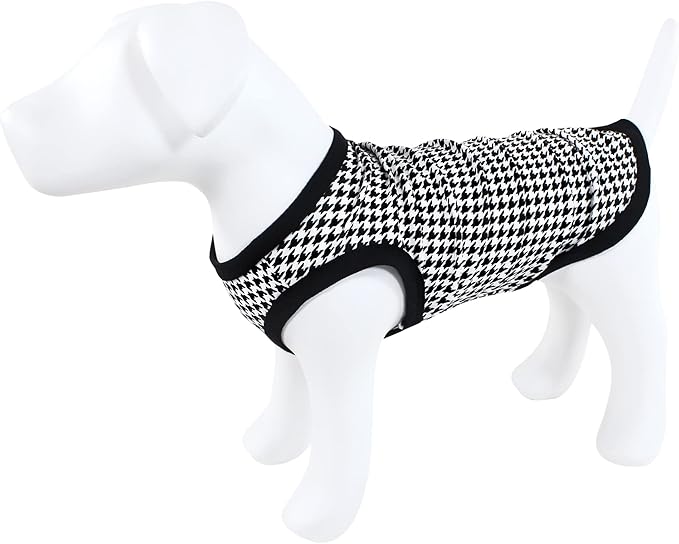 Luvable Friends Dog Pet Dog and Cats Cotton T-Shirts 2pk, Leopard Houndstooth, X-Small