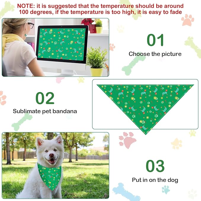 Saintrygo 20 Pcs Plain Dog Bandanas Bulk for Puppy Sublimation Washable Triangle Dog Bib Heat Transfer Adjustable Bandana for Small Medium Large Pets(25 x 17 x 17 Inches)