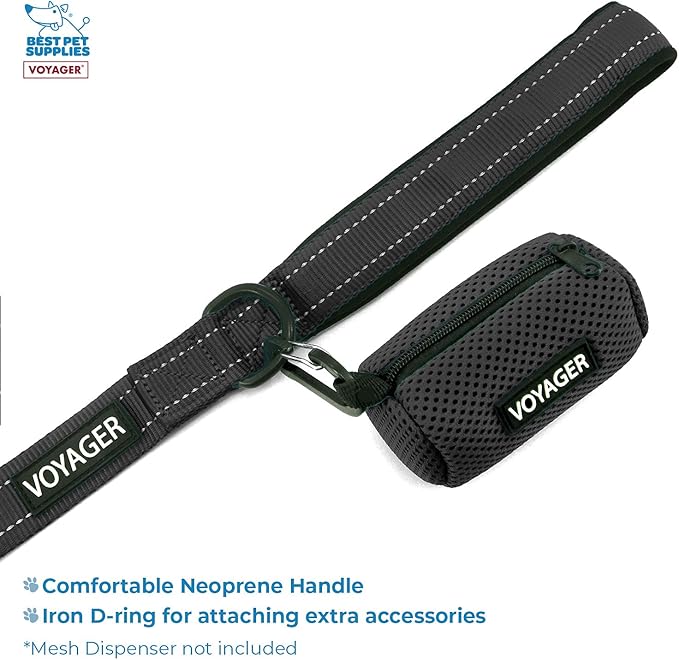 Voyager Step-in Air All Weather Mesh Harness and Reflective Dog 5 ft Leash Combo with Neoprene Handle, for Small, Medium and Large Breed Puppies by Best Pet Supplies - Black, Small
