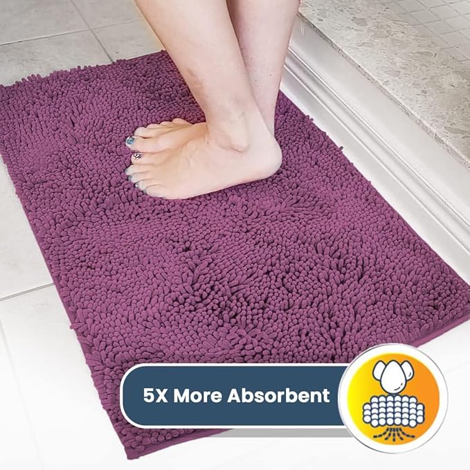 Muddy Mat® Original Dog Door Mat for Muddy Paws, Super Absorbent Microfiber, Non-Slip Washable Pet Rug, Quick Dry Chenille Entryway Carpet, Machine Washable Indoor Outdoor mat, Dark Purple 48"x72"