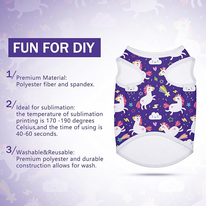 8 Pieces Sublimation Blank Dog Shirt, Heat Transfer Dog Apparel Pajamas, Heat Press Lightweight Puppy Vest, Cool Breathable Clothes for Small Medium Wearing(L)