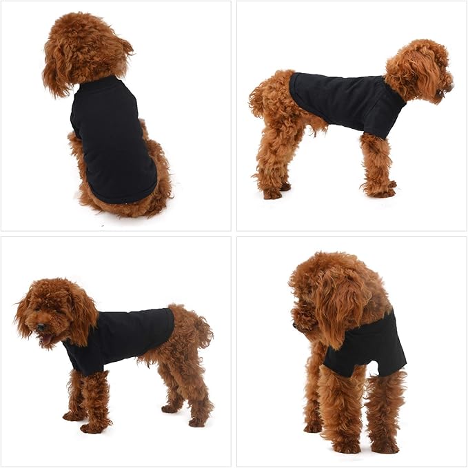 Lovelonglong Pet Clothing Dog Costumes Basic Blank T-Shirt Tee Shirts for Small Dogs Black M