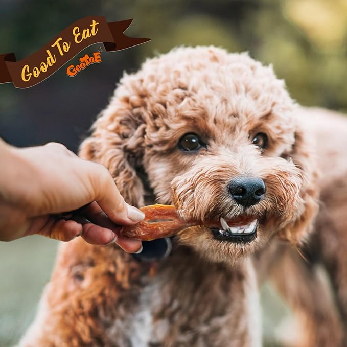 Gootoe Turkey Tendon Dog Treats, Bone (M) 1 lb, 100% USA Sourced Turkey, Natural Snack, Premium Puppy Chews, Hypoallergenic, Rawhide Free, Reseal Value Bag, Size for Medium Dogs