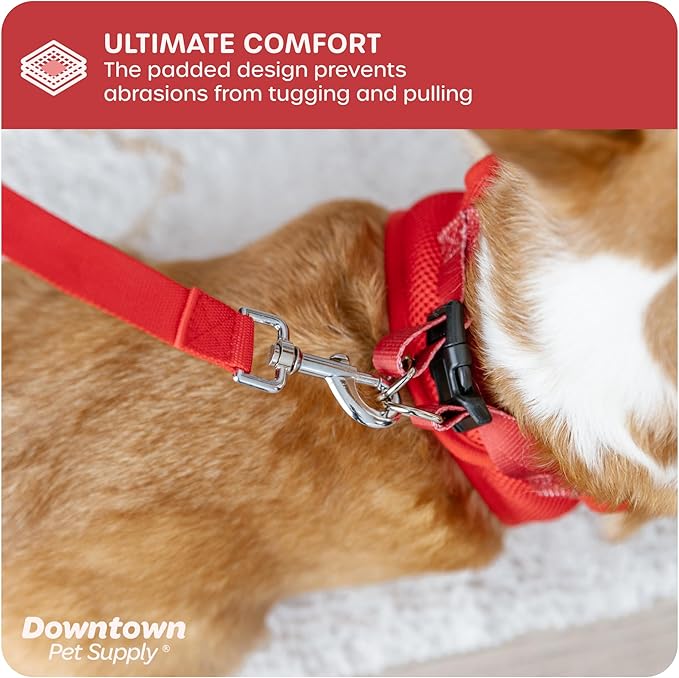 Downtown Pet Supply Step in Dog Harness for Teacup Dogs & Cats No Pull, XX-Small, Red - Adjustable Harness with Padded Mesh Fabric and Reflective Trim - Buckle Strap Harness for Dogs