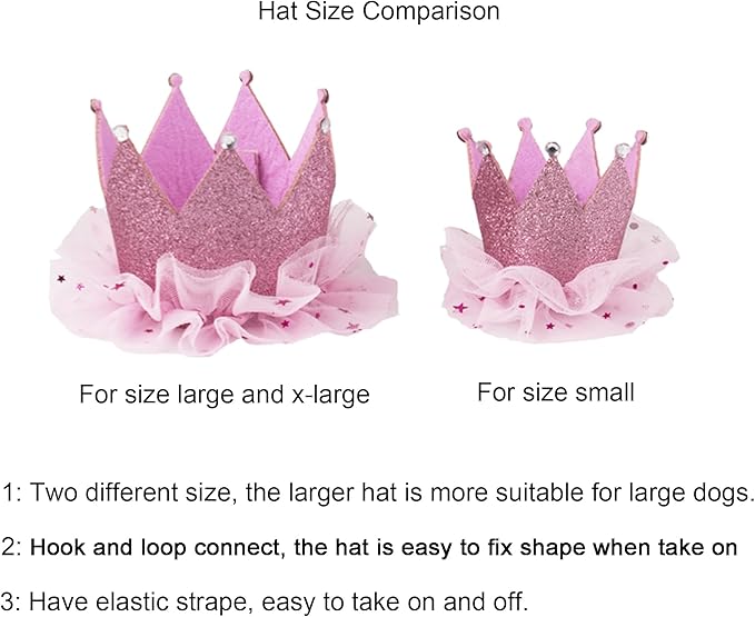 ADOGGYGO Dog Birthday Party Supplies, Multi Size Offered, Birthday Girl Dog Bandana, Pink Party Hat Crown with Numbers for Extra Large Dogs Pets (X-Large)