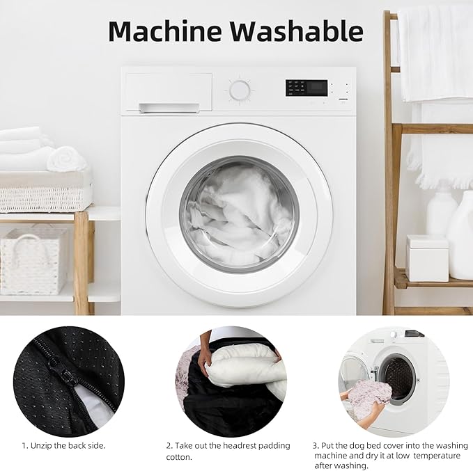 Calming Dog Bed Fluffy Plush Dog Mat for Furniture Protector with Removable Washable Cover for Large Medium Small Dogs and Cats (Medium, Rust White)