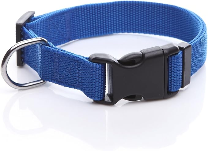 Adjustable Nylon Dog Collar, pet Collar 1 Inch 3/4 Inch 5/8 Inch Wide, for Large Medium Small Dogs(5/8 Inch, Blue)