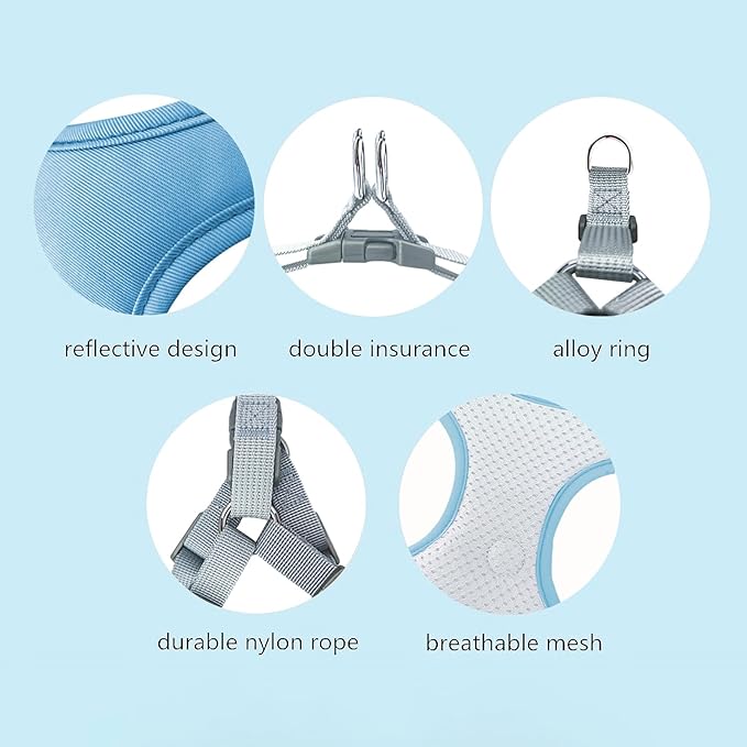 Dog Harness with Leash Set, No-Pull Pet Harness with 1 Leash Clips, Adjustable Soft Padded Pet Vest for Small Medium Dogs No Pull, Puppy Harness and Leash Set