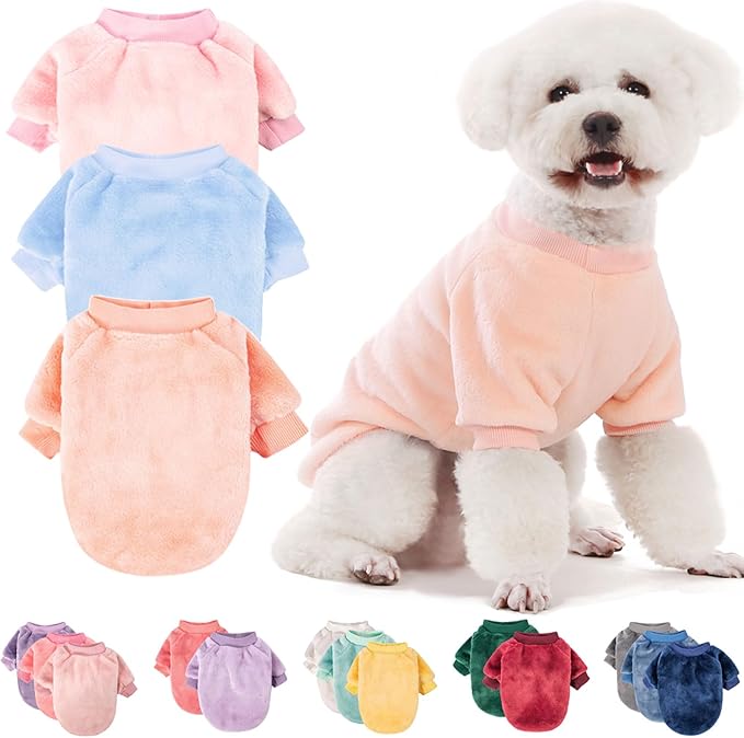 FabriCastle Small Dog Sweaters, 3-Pack Dog Clothes for Small Dogs Girl & Cats, Soft and Warm Pet Coats XXS - XXL, Winter Pet Jackets, Doggy Apparel Costumes (Ballet Pink,SkyBlue,Peach, X-Large)
