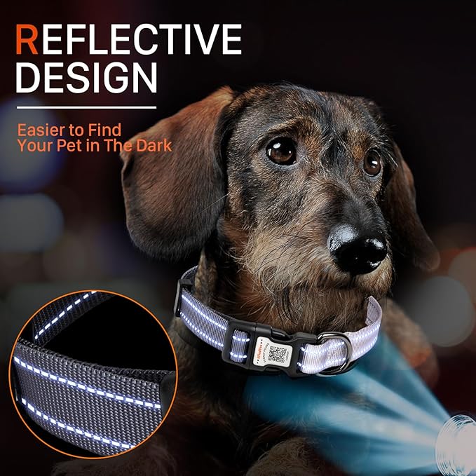 Reflective Dog Collars for Medium Dogs Soft Nylon Black-Gray Gradient Sized M
