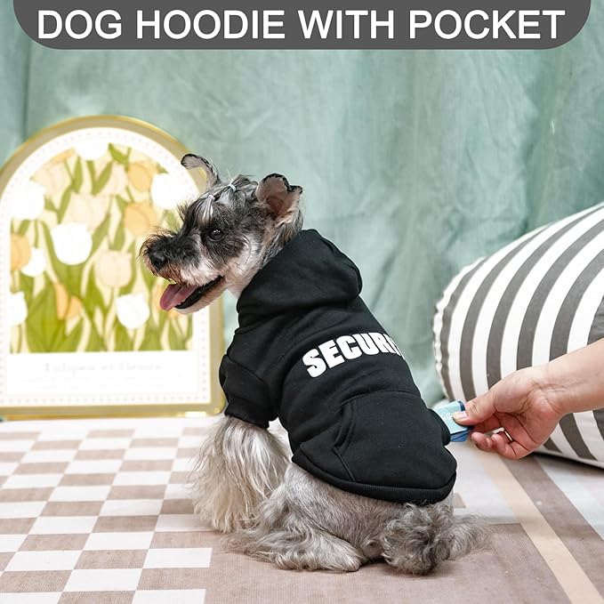 EXPAWLORER Dog Hoodies- Soft and Warm Dog Sweatshirt with Leash Hole, Halloween Dog Costume Winter Autumn Fleece Pet Clothes with Print for Puppy,Cat, Small Medium Large Dogs (X-Small, Security)