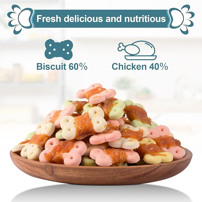 Dog Treats Biscuits Wrapped in Chicken Chews for Small Dog no Rawhide1 lb/454g