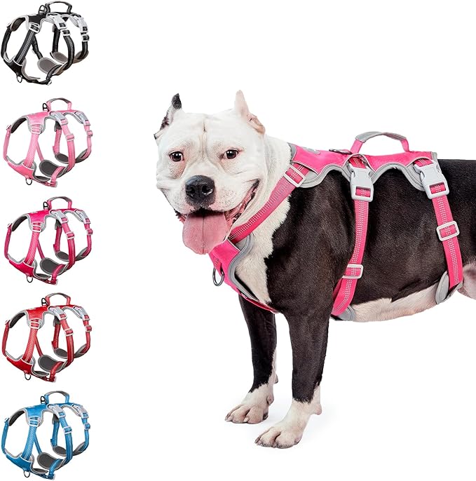 No Escape Dog Harness, Escape Proof Harness, Reflective Harness with Padded Handle, Breathable, Durable, Adjustable Vest for Small Dogs Walking, Training, and Running Gear（Rose red, S
