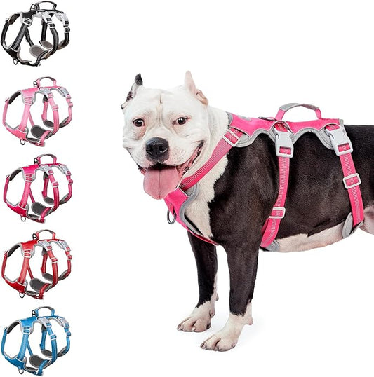 No Escape Dog Harness, Escape Proof Harness, Reflective Harness with Padded Handle, Breathable, Durable, Adjustable Vest for Small Dogs Walking, Training, and Running Gear（Rose red, S