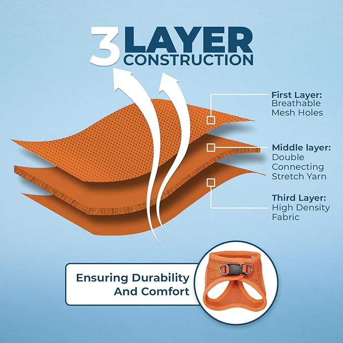 Voyager Step-in Air All Weather Mesh Harness and Reflective Dog 5 ft Leash Combo with Neoprene Handle, for Small, Medium and Large Breed Puppies by Best Pet Supplies - Harness Leash Set (Orange), XS