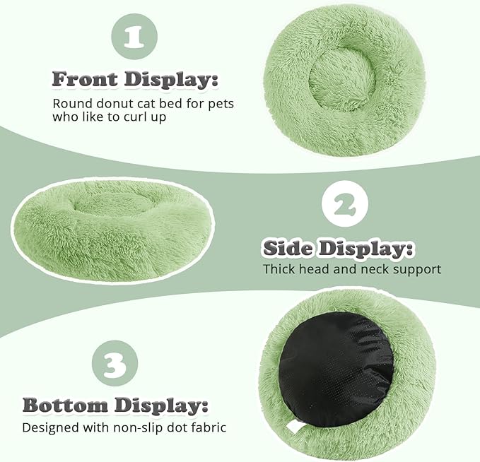 JOLLYVOGUE Dog & Cat Bed, Calming Anti-Anxiety Pet Bed for Small Dogs, Fluffy Donut Cushion for Small and Medium Pets (24")