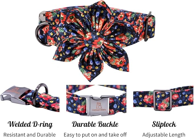 Lionheart Glory Cute Floral Pattern Pet Collar - Adjustable for Small Dogs