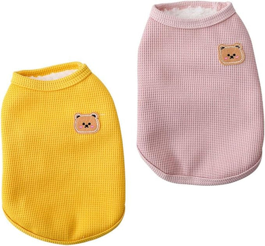 Pet-Clothes Fleece Cotton Dog Shirt Warm Soft Breathable Stretchy Tee Lightweight Sleeveless Vest for Cats Dogs in Medium Small Sizes