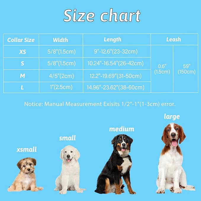 Dog Collar and Leash Set Girls Adjustable Puppy Collars with Floral Bow Tie for Small Medium Large Female Dogs, Teal Flower, XS