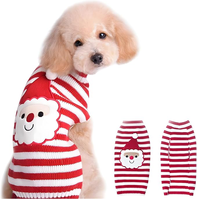NACOCO Santa Claus Pet Sweater Dog Sweaters Cold Weather Outfit for Small to Medium Sized Dogs and Cats for Christmas Day (Santa Claus, Small)