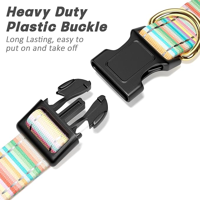 Reflective Dog Collar, Cute Dog Collar for Medium Dogs, Soft Nylon Puppy Collar for Boy and Girl Female Dogs, Adjustable Pet Collars with Quick Release Buckle, Colorful Watercolor Art