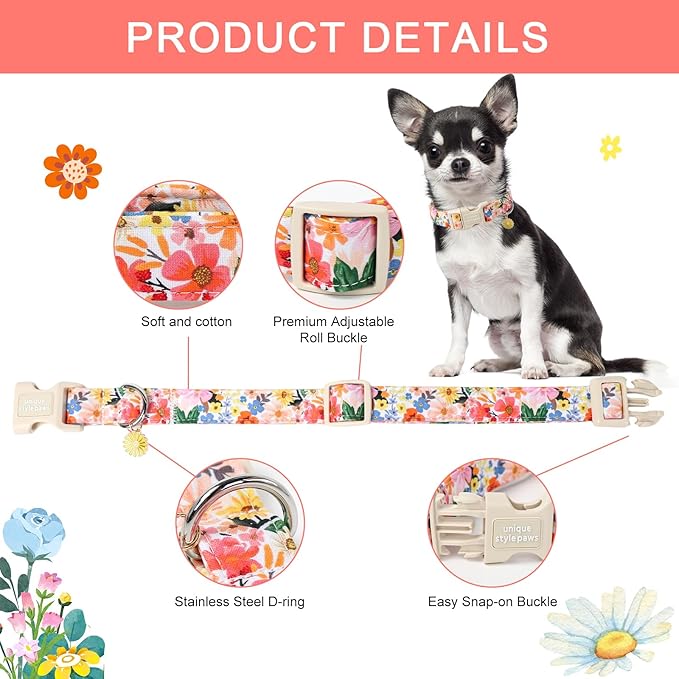 Unique style paws Dog Collar Plastic Buckle with Pendant Colorful Flower Puppy Collars for Small Medium Large Boys Girls Dogs