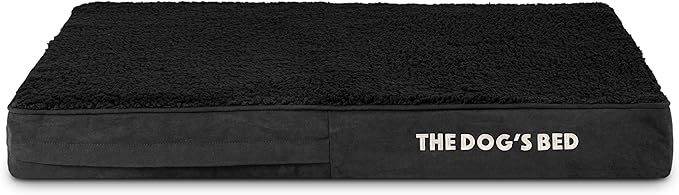 The Dog’s Bed Orthopedic Memory Foam Dog Bed, Medium Black Plush 34x22, Pain Relief for Arthritis, Hip & Elbow Dysplasia, Post Surgery, Lameness, Supportive, Calming, Waterproof Washable Cover