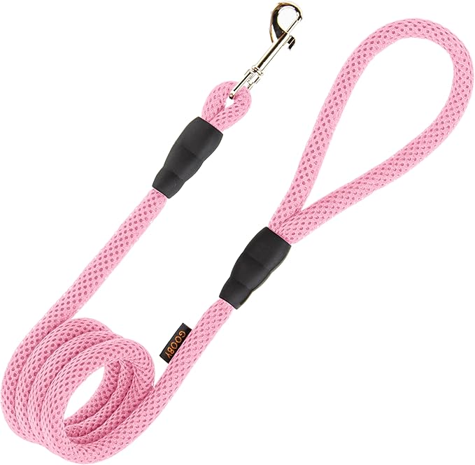 Gooby Mesh Leash - Pink, 4 FT - Breathable Mesh 4 Foot Leash for Small Dogs with Bolt Snap Clasp - On The Go Dog Leashes for Small, Medium, and Large Dogs