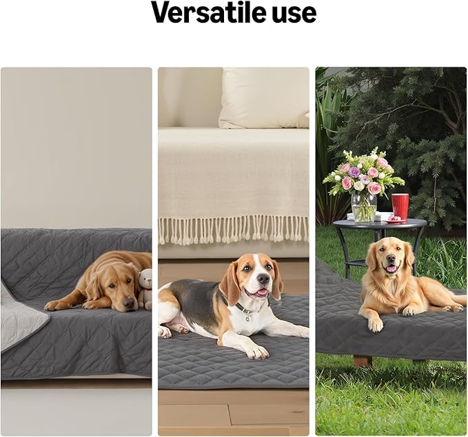 Amazon Basics Dog Bed Cover, Washable, Quilted Furniture Protector for Indoor Pets, Non-Slip Couch Cover Small, Gray