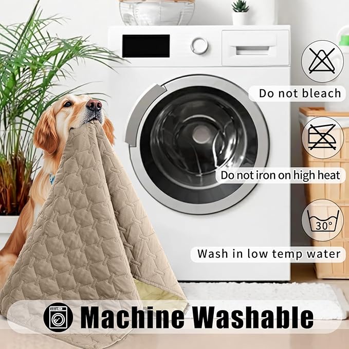 Smiry Waterproof Dog Bed Cover Blanket, Soft Reversible Pet Blanket, Washable Leakproof Cats Dogs Couch Cover for Sofa, Couch, Furniture (30x70 Inch, Taupe/Beige)