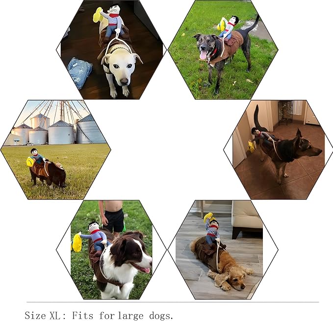 NACOCO Cowboy Rider Dog Costume for Dogs Clothes Knight Style with Doll and Hat for Halloween Day Pet Costume (XL)