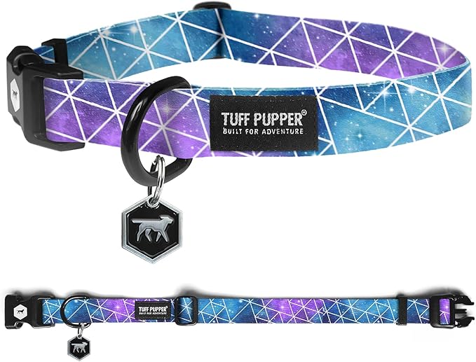 Tuff Pupper Premium Adjustable Dog Collar for Small Girl Dogs, Stylish Pattern Collars Designed in USA, Quick Release Buckle, Supernova Print for Female Dogs, Small (0.7 Inch Wide x 8-12 Inch Neck)