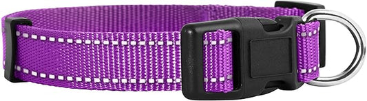 Native Pup Reflective Dog Collar,Bright Glow Colors for Night Safety, Adjustable for Small, Medium, Large pet and Puppies Accessories, Male, Female, boy, Girl, Puppy (Small, Purple)