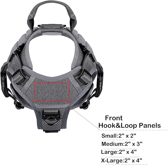 ICEFANG Tactical Dog Harness, Small Size,2X Metal Buckle,Working Dog MOLLE Vest with Handle,No Pulling Front Leash Clip,Hook and Loop Panel