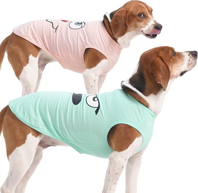 IECOii 2 Pack Pet Tank Top Tee Sleeveless| X-Large |Summer Dog Clothes Apparel,Pet Funny Costume Doggy T-Shirts Clothing for Medium Dog Puppy Outfit Keep Body Heat Hot Weather Beach Trip, Pink+Blue