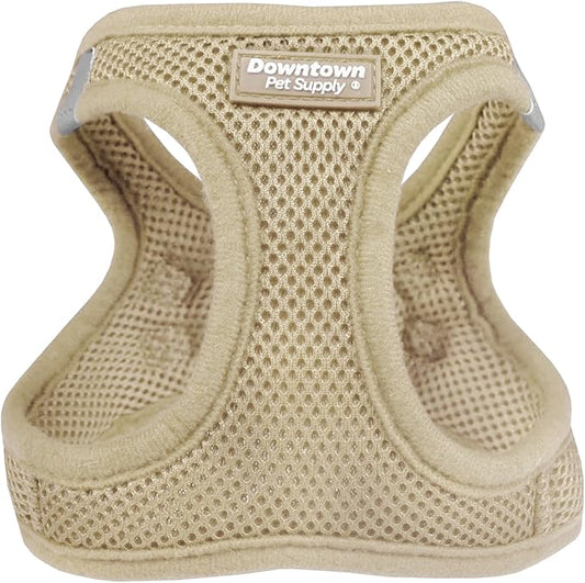 Downtown Pet Supply Step in Dog Harness for Small Dogs No Pull, Medium, Khaki - Adjustable Harness with Padded Mesh Fabric and Reflective Trim - Buckle Strap Harness for Dogs