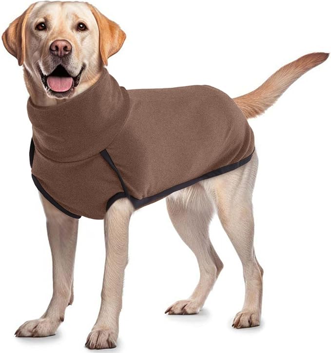 ROZKITCH Dog Winter Coat Soft Pullover Pajamas, Pet Windproof Warm Cold Weather Jacket Vest Cozy Onesie Jumpsuit Apparel Outfit Clothes for Small, Medium, Large Dogs Walking Hiking Travel Sleep Brown