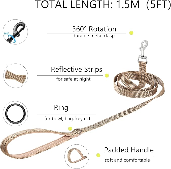 Puppy Harness and Leash Set, Small Dog Harness and Leash Set, Step in Small Size Harness with Soft Mesh and Reflective Bands for Extra-Small/Small Dogs, Khaki， M, Khaki(Plaid)